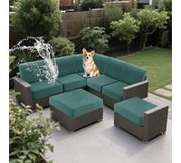 SYLC Outdoor Seat Cushions Covers Stretch, Replacement Upholstery Covers for Outdoor Pallet Rattan Furniture, Washable Bench Cover for Garden Patio (Lake green,Wide 30-45, Deep 30-45cm)