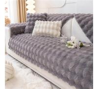 SYLC Rabbit Plush Sofa Cover 1 2 3 Seater, Sofa Slipcover Corner L Shape Thick Warm Couch Protector Anti-slip Caravan Seat Cushion Covers for Kids, Pets (Dark Grey,W 70cm×L 210cm)