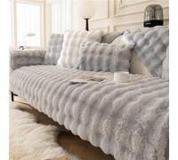 SYLC Rabbit Plush Sofa Cover 1 2 3 Seater, Sofa Slipcover Corner L Shape Thick Warm Couch Protector Anti-slip Caravan Seat Cushion Covers for Kids, Pets (Grey,W 70cm×L 150cm)