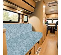 SYLC Seat Covers for Caravan Embossed Velvet, Non Slip Motorhome Seat Covers with 4-ties and 2 Adjustable Strips, Stretch Campervan Sofa Cover for Cushion (lightblu,Width 85-125, Depth 60-90)