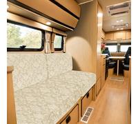 SYLC Seat Covers for Caravan Embossed Velvet, Non Slip Motorhome Seat Covers with 4-ties and 2 Adjustable Strips, Stretch Campervan Sofa Cover for Cushion (cream,Width 100-125, Depth 30-45)