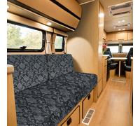 SYLC Seat Covers for Caravan Embossed Velvet, Non Slip Motorhome Seat Covers with 4-ties and 2 Adjustable Strips, Stretch Campervan Sofa Cover for Cushion (darkgrey,Width 85-125, Depth 60-90)