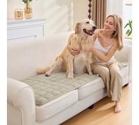 SYLC Sofa Cover Beige Velvet Quilting,Thick Sofa Cover 2 Seater Corner L Shape Settee Non Slip Seat Cushion Covers Protector for Living Room Caravan (Beige,90×160cm / 1 Piece)