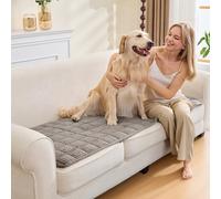 SYLC Sofa Cover Taupe Velvet Quilting,Thick Sofa Cover 2 Seater Corner L Shape Settee Non Slip Seat Cushion Covers Protector for Living Room Caravan (Taupe,90×160cm / 1 Piece)