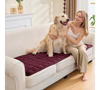 SYLC Sofa Cover Wine Red Velvet Quilting,Thick Sofa Cover 3 Seater Corner L Shape Settee Non Slip Seat Cushion Covers Protector for Living Room Caravan (Wine Red,70×210cm / 1 Piece)