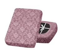 SYLC Sofa Seat Cover Velvet Embossed, Non Slip Stretch Sofa Cushion Covers with 4-ties, Fitted Sofa Cover for Settee/Couch/Caravan/Motorhome (Pink,1pc Large 4-seat)