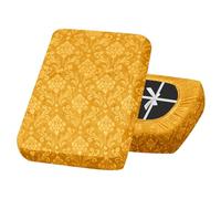 SYLC Sofa Seat Cover Velvet Embossed, Non Slip Stretch Sofa Cushion Covers with 4-ties, Fitted Sofa Cover for Settee/Couch/Caravan/Motorhome (Gold,1pc Small 1-seat)