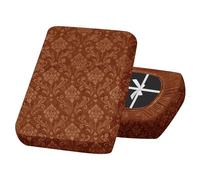 SYLC Sofa Seat Cover Velvet Embossed, Non Slip Stretch Sofa Cushion Covers with 4-ties, Fitted Sofa Cover for Settee/Couch/Caravan/Motorhome (Red coffee,1pc Large 1-seat)