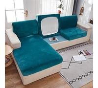 SYLC Sofa Seat Cushion Covers Velvet, Sofa Cushion Slipcovers Replacement, Couch Cushion Covers Thick Stretch for Individual Cushions (Teal,Large 2-seater)