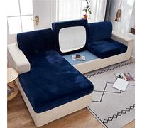 SYLC Sofa Seat Cushion Covers Velvet, Sofa Cushion Slipcovers Replacement, Couch Cushion Covers Thick Stretch for Individual Cushions (Navy blue,3-Seater)