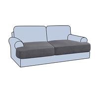SYLC Sofa T Cushion Seat Covers Polar Fleece Couch Cushion Slipcovers for Individual Cushions Stretch Non-Slip with Elastic Bottom (Grey,Large 2 Seater)