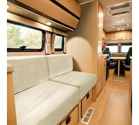 SYLC Stretch Caravan Seat Covers, Non-slip Motorhome Seat Covers for Lounge with 2 Straps, Velvet Sofa Cushion Covers for Couch Camper Bench (beige,Square M)