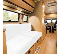 SYLC Stretch Caravan Seat Covers, Non-slip Motorhome Seat Covers for Lounge with 2 Straps, Velvet Sofa Cushion Covers for Couch Camper Bench (white,Square XS)