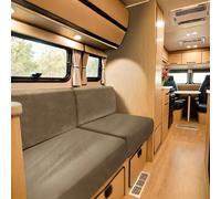 SYLC Stretch Caravan Seat Covers, Non-slip Motorhome Seat Covers for Lounge with 2 Straps, Velvet Sofa Cushion Covers for Couch Camper Bench (sand,Rectangle 3XL)