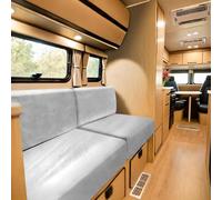 SYLC Stretch Caravan Seat Covers, Non-slip Motorhome Seat Covers for Lounge with 2 Straps, Velvet Sofa Cushion Covers for Couch Camper Bench (light grey,Rectangle 2XL)