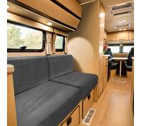 SYLC Stretch Caravan Seat Covers, Non-slip Motorhome Seat Covers for Lounge with 2 Straps, Velvet Sofa Cushion Covers for Couch Camper Bench (dark gray,Rectangle M)