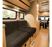 SYLC Stretch Caravan Seat Covers, Non-slip Motorhome Seat Covers for Lounge with 2 Straps, Velvet Sofa Cushion Covers for Couch Camper Bench (dark brown,Rectangle XL)