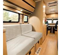 SYLC Stretch Caravan Seat Covers, Non-slip Motorhome Seat Covers for Lounge with 2 Straps, Velvet Sofa Cushion Covers for Couch Camper Bench (khaki,Rectangle M)