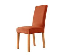 SYLC Stretch Dining Chair Covers Velvet, Dining Chair Slipcovers High Back Soft Plush Chair Protector Covers Set for Dining Room Removable Washable (Orange,2 PCS)
