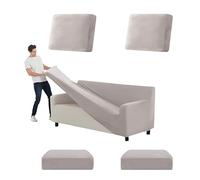 SYLC Stretch Ektorp Sofa Cover, Velvet Sofa Covers 1/2/3/4 Seater with Seat Cover and Back Cover, Non-slip Settee Covers Well-fitted (light grey,XL 185-235cm 5pcs)