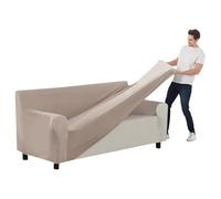 SYLC Stretch Ektorp Sofa Cover, Velvet Sofa Covers 1/2/3/4 Seater with Seat Cover and Back Cover, Non-slip Settee Covers Well-fitted (khaki,145-178cm 1pc)