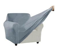 SYLC Stretch Ektorp Sofa Cover, Velvet Sofa Covers 1/2/3/4 Seater with Seat Cover and Back Cover, Non-slip Settee Covers Well-fitted (light blue,80-120cm 1pc)