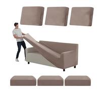 SYLC Stretch Ektorp Sofa Cover, Velvet Sofa Covers 1/2/3/4 Seater with Seat Cover and Back Cover, Non-slip Settee Covers Well-fitted (taupe,XL 185-235cm 7pcs)