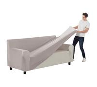 SYLC Stretch Ektorp Sofa Cover, Velvet Sofa Covers 1/2/3/4 Seater with Seat Cover and Back Cover, Non-slip Settee Covers Well-fitted (light grey,145-178cm 1pc)