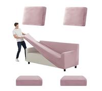 SYLC Stretch Ektorp Sofa Cover, Velvet Sofa Covers 1/2/3/4 Seater with Seat Cover and Back Cover, Non-slip Settee Covers Well-fitted (pink,145-178cm 5pcs)