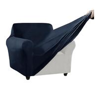 SYLC Stretch Ektorp Sofa Cover, Velvet Sofa Covers 1/2/3/4 Seater with Seat Cover and Back Cover, Non-slip Settee Covers Well-fitted (navy blue,80-120cm 1pc)