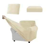 SYLC Stretch Ektorp Sofa Cover, Velvet Sofa Covers 1/2/3/4 Seater with Seat Cover and Back Cover, Non-slip Settee Covers Well-fitted (cream,XL 80-120cm 3pcs)
