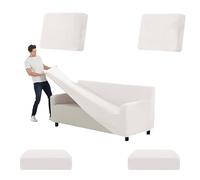 SYLC Stretch Ektorp Sofa Cover, Velvet Sofa Covers 1/2/3/4 Seater with Seat Cover and Back Cover, Non-slip Settee Covers Well-fitted (ivory,XL 185-235cm 5pcs)