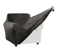 SYLC Stretch Ektorp Sofa Cover, Velvet Sofa Covers 1/2/3/4 Seater with Seat Cover and Back Cover, Non-slip Settee Covers Well-fitted (dark grey,80-120cm 1pc)