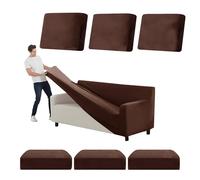 SYLC Stretch Ektorp Sofa Cover, Velvet Sofa Covers 1/2/3/4 Seater with Seat Cover and Back Cover, Non-slip Settee Covers Well-fitted (red coffee,XL 235-300cm 7pcs)