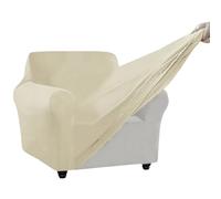 SYLC Stretch Ektorp Sofa Cover, Velvet Sofa Covers 1/2/3/4 Seater with Seat Cover and Back Cover, Non-slip Settee Covers Well-fitted (cream,80-120cm 1pc)