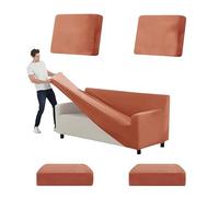 SYLC Stretch Ektorp Sofa Cover, Velvet Sofa Covers 1/2/3/4 Seater with Seat Cover and Back Cover, Non-slip Settee Covers Well-fitted (orange,XL 185-235cm 5pcs)