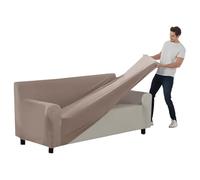 SYLC Stretch Ektorp Sofa Cover, Velvet Sofa Covers 1/2/3/4 Seater with Seat Cover and Back Cover, Non-slip Settee Covers Well-fitted (taupe,185-235cm 1pc)