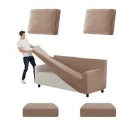 SYLC Stretch Ektorp Sofa Cover, Velvet Sofa Covers 1/2/3/4 Seater with Seat Cover and Back Cover, Non-slip Settee Covers Well-fitted (sand,XL 145-178cm 5pcs)
