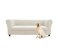 SYLC Stretch Jacquard Chesterfield Sofa Cover with Individual Couch Seat Cushion Covers, Non-Slip Curved Settee Covers Mid Century Vintage Style (Ivory,Sofa+1pc Large 3-Sit)