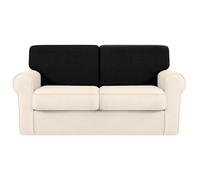 SYLC Stretch Sofa Seat Cushion Covers, Couch Settee Cushion Replacement for Lounge/Motorhome/Caravan Non-slip with Elastic Band and 4 Ties (Black,2PCS T-Shaped Backrest)