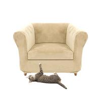 SYLC Stretch Velvet Chesterfield Sofa Cover, Couch Cover with Seat Cushion Cover for Curved Settee Armchair Vintage Style (Beige,Chair+1 Large Seat)