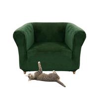 SYLC Stretch Velvet Chesterfield Sofa Cover, Couch Cover with Seat Cushion Cover for Curved Settee Armchair Vintage Style (Dark green,Chair)