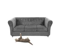SYLC Stretch Velvet Chesterfield Sofa Cover, Couch Cover with Seat Cushion Cover for Curved Settee Armchair Vintage Style (Gray,Sofa+3 Large Seats)