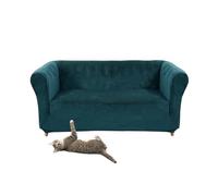 SYLC Stretch Velvet Chesterfield Sofa Cover, Couch Cover with Seat Cushion Cover for Curved Settee Armchair Vintage Style (Dark teal,Sofa)