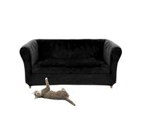 SYLC Stretch Velvet Chesterfield Sofa Cover, Couch Cover with Seat Cushion Cover for Curved Settee Armchair Vintage Style (Black,Love+2 Small Seats)