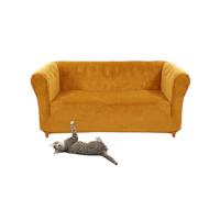 SYLC Stretch Velvet Chesterfield Sofa Cover, Couch Cover with Seat Cushion Cover for Curved Settee Armchair Vintage Style (Yellow,Sofa)