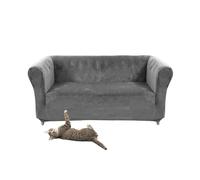 SYLC Stretch Velvet Chesterfield Sofa Cover, Couch Cover with Seat Cushion Cover for Curved Settee Armchair Vintage Style (Gray,Loveseat)