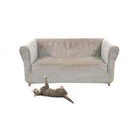 SYLC Stretch Velvet Chesterfield Sofa Cover, Couch Cover with Seat Cushion Cover for Curved Settee Armchair Vintage Style (Light grey,Sofa)
