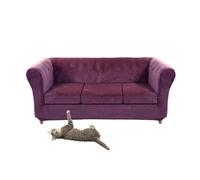 SYLC Stretch Velvet Chesterfield Sofa Cover, Couch Cover with Seat Cushion Cover for Curved Settee Armchair Vintage Style (Purple,Sofa+3 Small Seats)