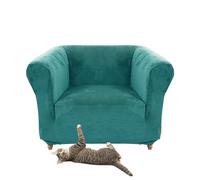 SYLC Stretch Velvet Chesterfield Sofa Cover, Couch Cover with Seat Cushion Cover for Curved Settee Armchair Vintage Style (Teal,Chair)